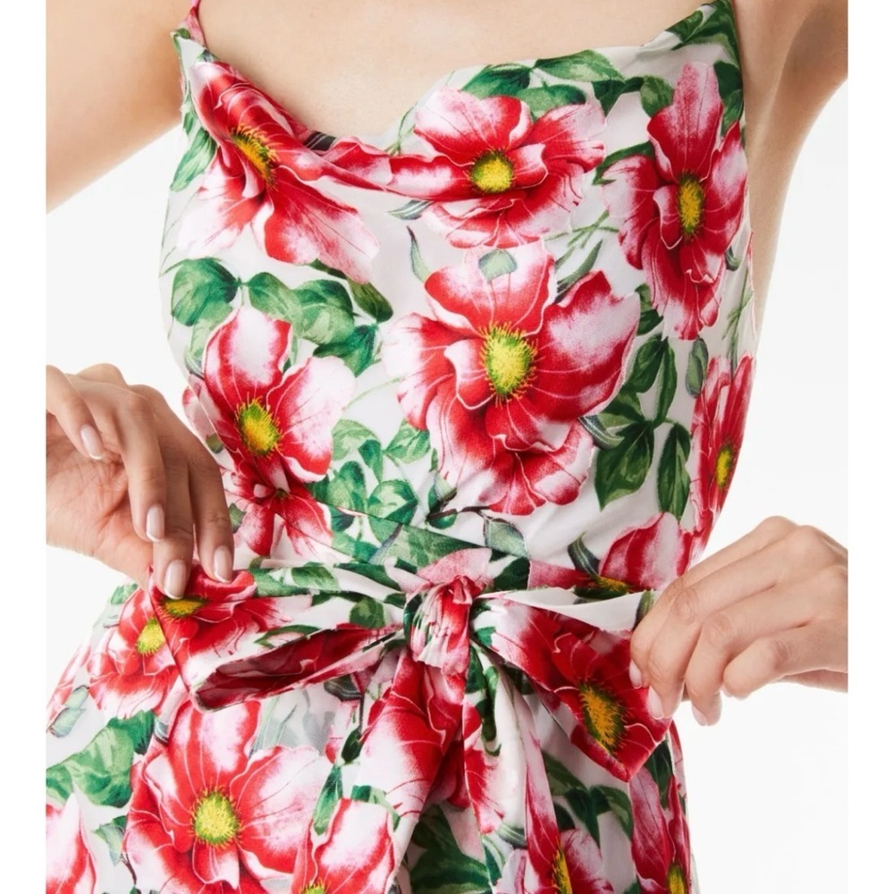 Alice + Olivia Silk Blend Samantha Cowl-Neck Floral Midi Dress 4 Small - Picture 4 of 8